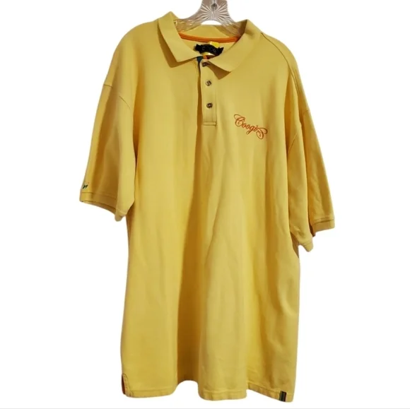 Vintage 90s Coogi Mens Yellow Polo Shirt Short Sleeves Cotton Size 3X - Picture 1 of 12